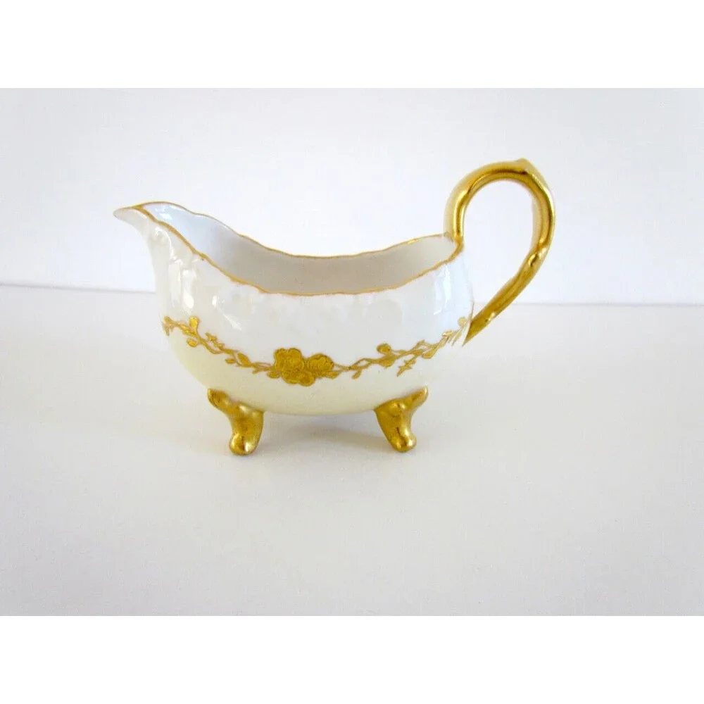 Vintage Limoges France Sugar Creamer Set Gold Marked